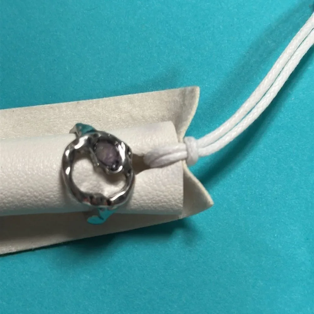 Free People Ring Set Silver Green Stones 7 Rings